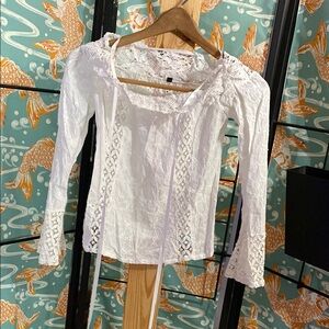 Eyelet Embroidered White Lace Women's Top